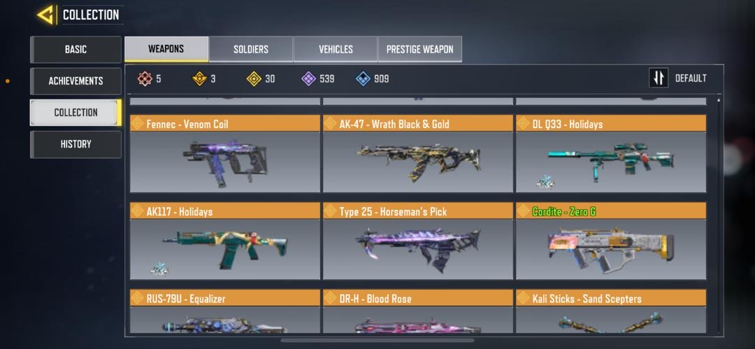 5 MYTHIC GUNS, 30 LEGENDARY GUNS, 1 MYTHIC CHARACTER, 2 LEGENDARY CHARACTERS 