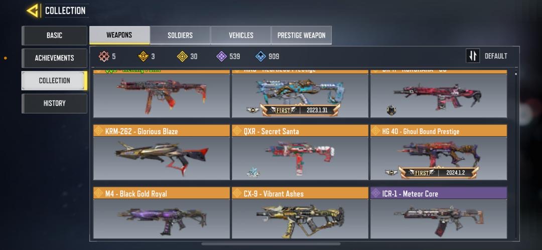 5 MYTHIC GUNS, 30 LEGENDARY GUNS, 1 MYTHIC CHARACTER, 2 LEGENDARY CHARACTERS 