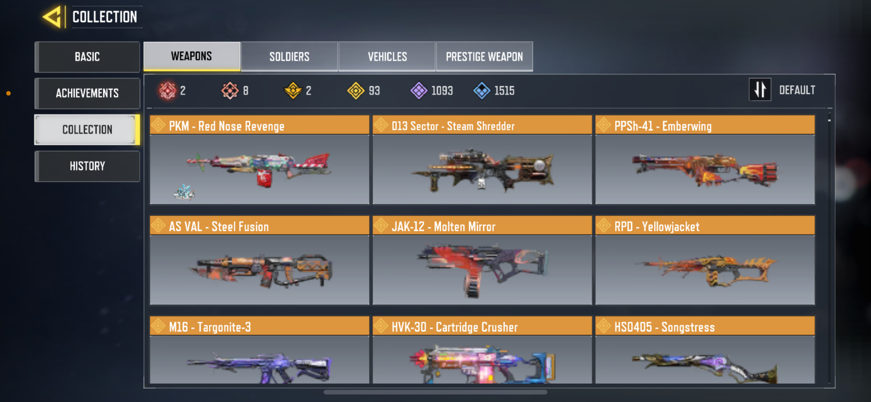 8 mythic weapons, 93 Legendary Weapons and 2 legendary characters