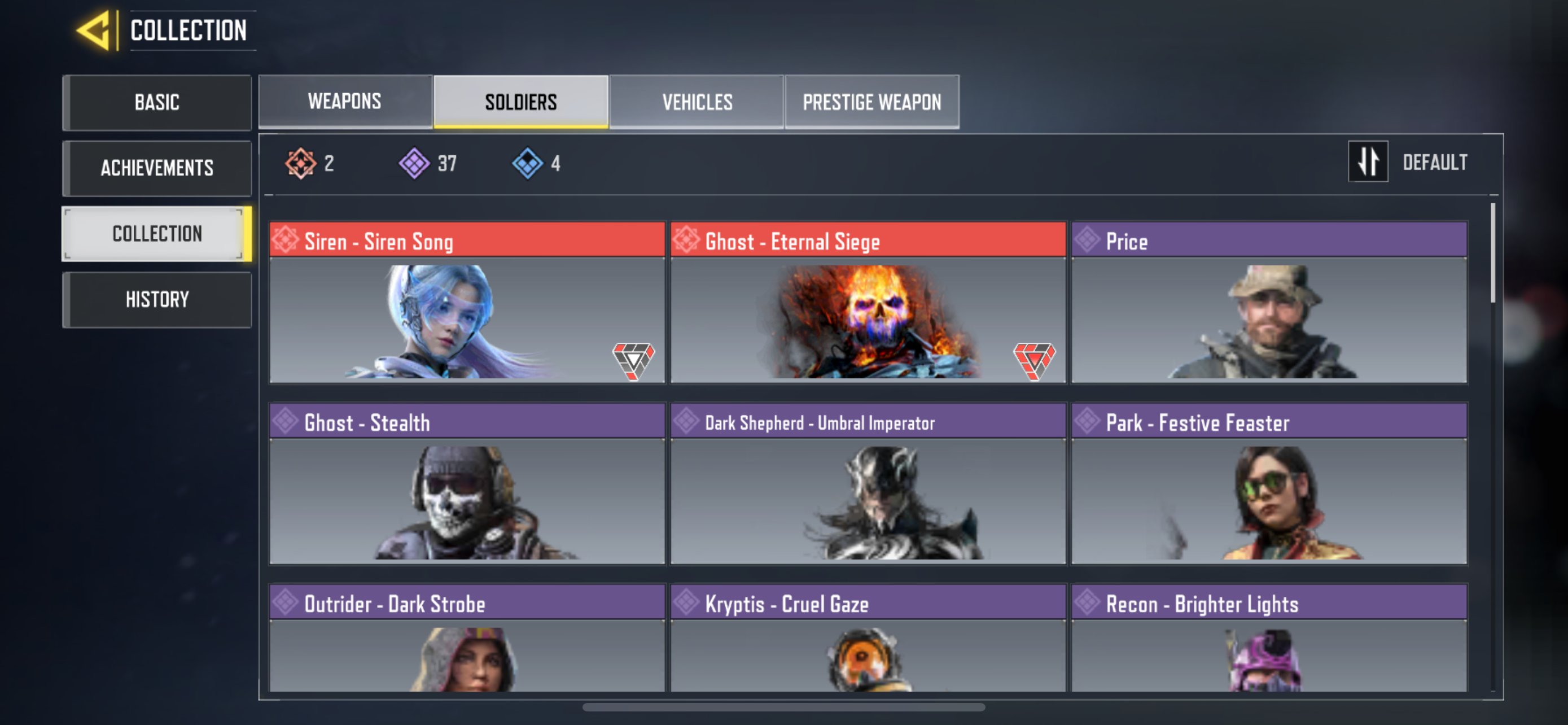 5 MYTHIC WEAPONS, 5 LEGENDARY WEAPONS, 2 MYTHIC SOLDIERS, 34 EPIC SOLDIERS