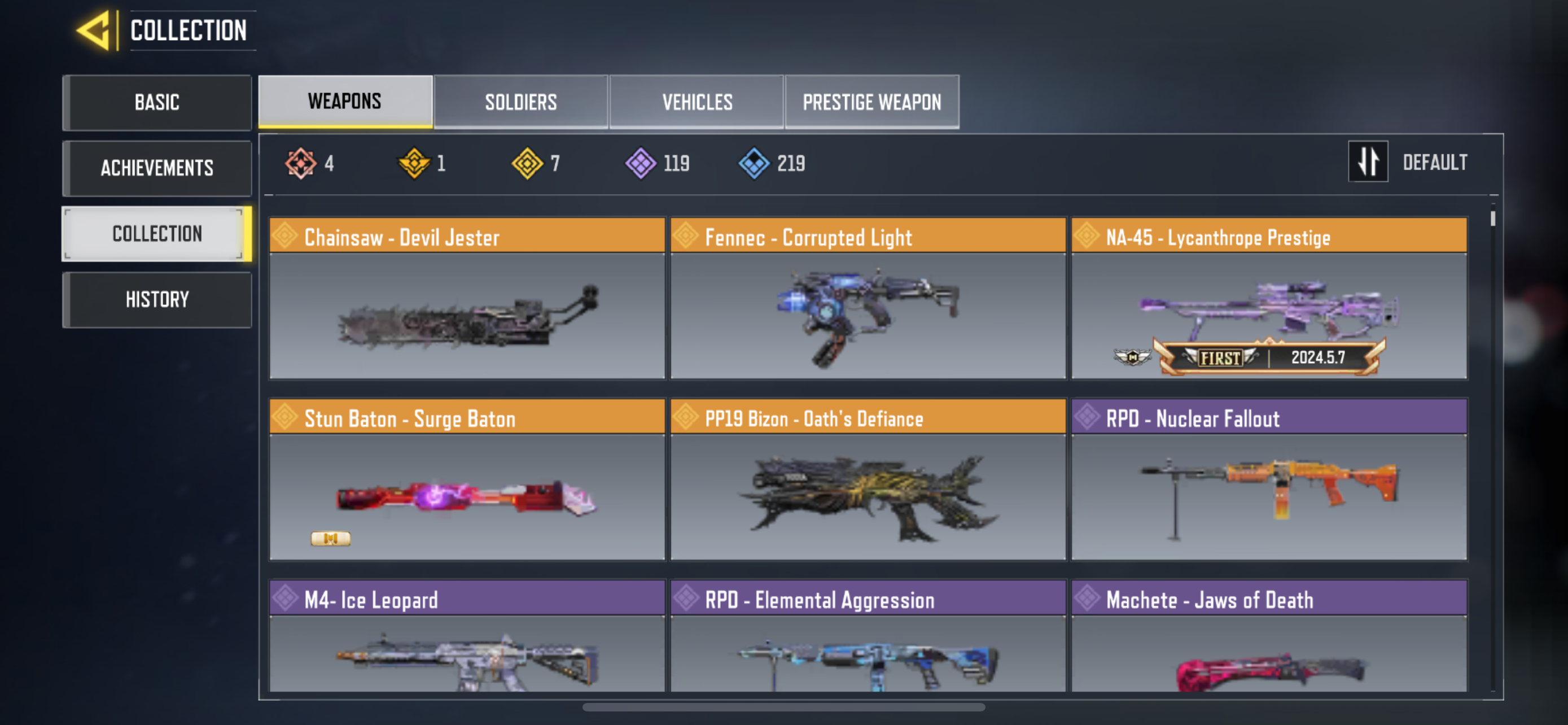 4 MYTHIC WEAPONS, 7 LEGENDARY WEAPONS, 1 MYTHIC SOLDIER, 1 LEGENDARY SOLDIER & 58 EPIC SOLDIERS