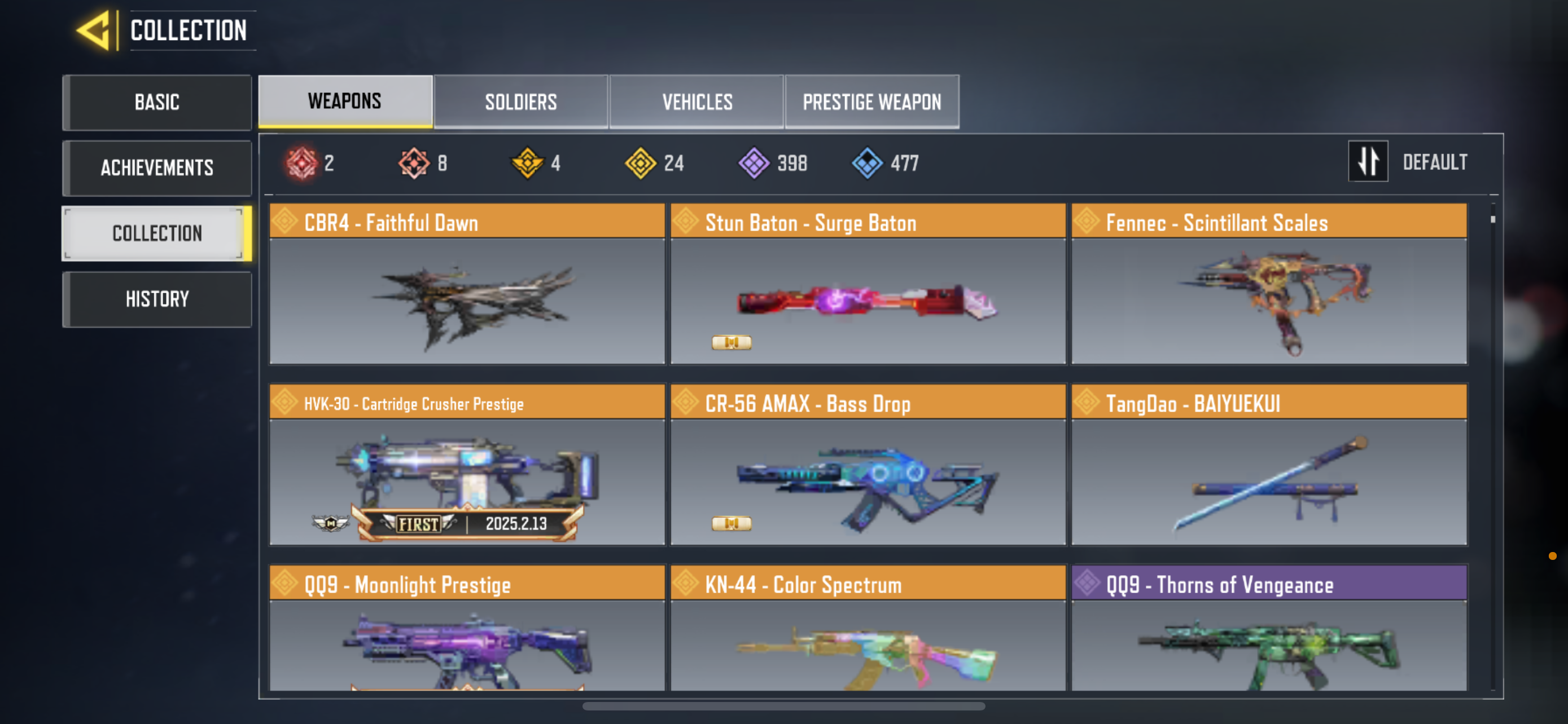 8 MYTHIC WEAPONS, 24 LEGENDARY WEAPONS, 3 MYTHIC SOLDIERS, 2 LEGENDARY SOLDIERS, 167 EPIC SOLDIERS