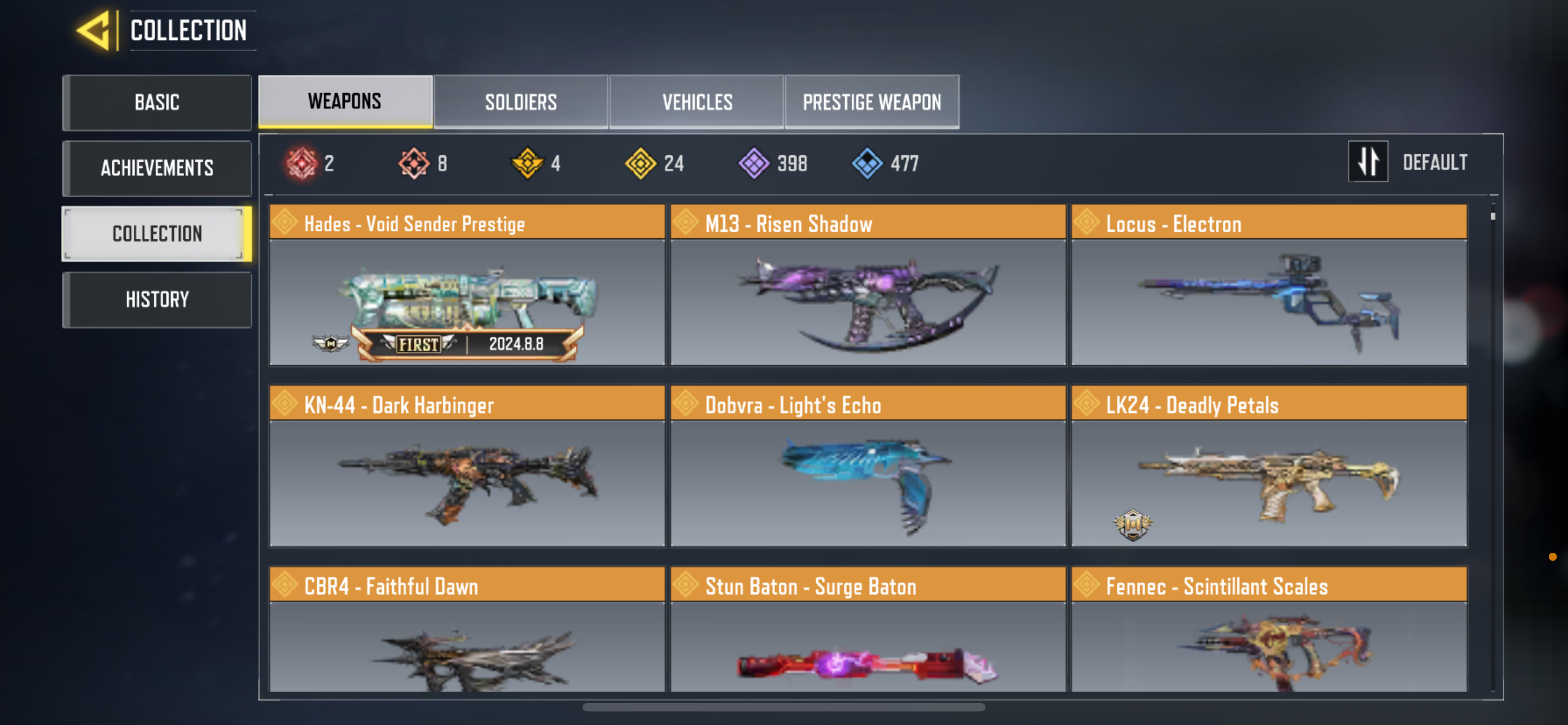 8 MYTHIC WEAPONS, 24 LEGENDARY WEAPONS, 3 MYTHIC SOLDIERS, 2 LEGENDARY SOLDIERS, 167 EPIC SOLDIERS