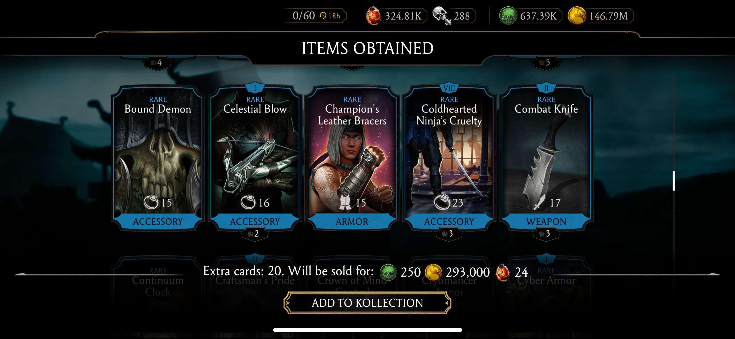 12+ RANDOM TOWER EPICS, 15+ RANDOM TOWER RARES, 15 GOLD CARDS, 2,000+ SOULS AND 60,000+ KRYPT HEARTS